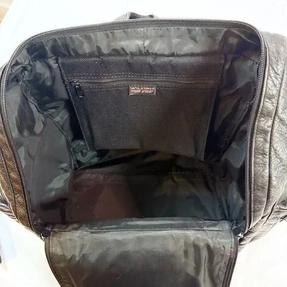 Wilsons Leather Rucksack Black Pebbled Leather Multi Pocket Travel Academia - Picture 6 of 13